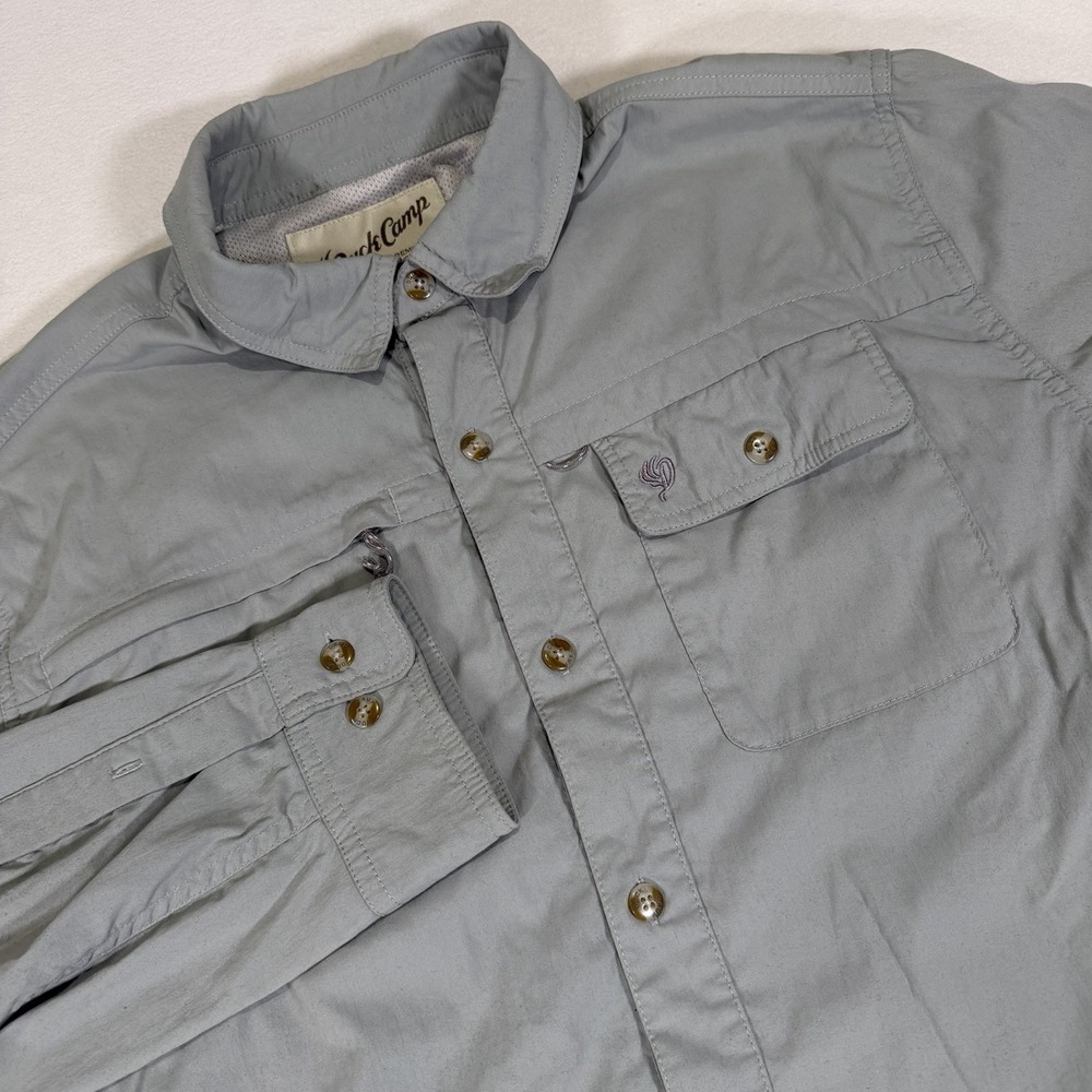 Duck Camp Men's XL Lightweight Nylon Vented Hunting Fishing Shirt Gray LS100
